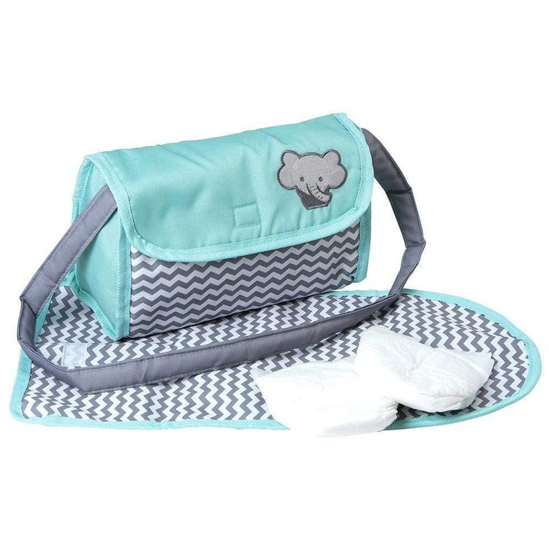 Adora Baby Doll Diaper Bag with Sturdy Straps, Includes Changing Mat and 2 Doll Diapers (Fits 13" Dolls), for Ages 3+ - Zig Zag Print - Image 1